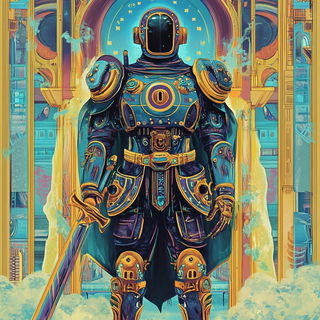 Velvet Cabinet Catalog style, Midjourney V6.1: concept art character design of retropunk steam knight