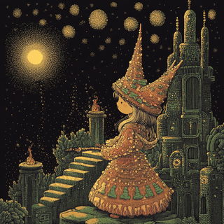 Fairyland Isoplex style, Midjourney V6.1: retro fairy-tale illustration