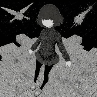 Fairyland Isoplex style, Midjourney V6.1: black-and-white manga comic strip