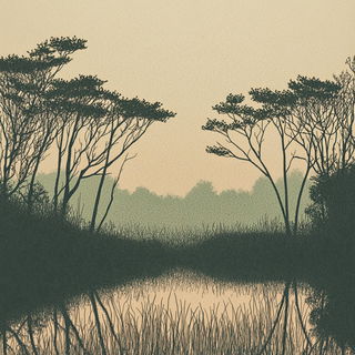 Fairyland Isoplex style, Midjourney V6.1: realistic landscape photograph of quiet dawn