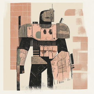 Chromeoasis style, Midjourney V6.1: concept art character design of retropunk steam knight