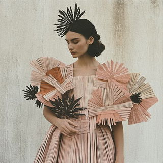 Chromeoasis style, Midjourney V6.1: haute-couture fashion outfit
