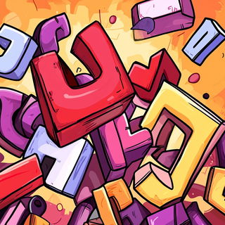 Chromavale style, Midjourney V6.1: typographic composition with large letters