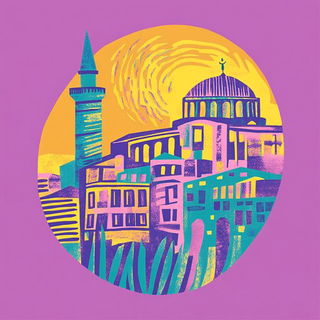 Goggleseed Gardenism style, Midjourney V6.1: bold minimalist logo design for Istanbul city municipal services