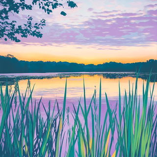 Goggleseed Gardenism style, Midjourney V6.1: realistic landscape photograph of quiet dawn