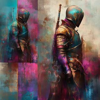 Rimewild style, Midjourney V6.1: concept art character design of retropunk steam knight