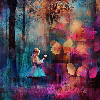 Rimewild style, Midjourney V6.1: retro fairy-tale illustration