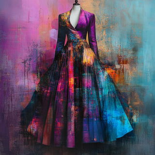 Rimewild style, Midjourney V6.1: haute-couture fashion outfit
