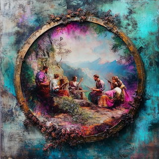 Rimewild style, Midjourney V6.1: classical 18th-century oil painting