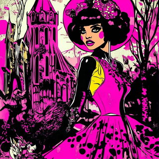 Chromaburin style, Midjourney V6.1: retro fairy-tale illustration
