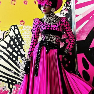 Chromaburin style, Midjourney V6.1: haute-couture fashion outfit
