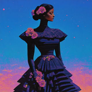 Crimson Burin Cathedrals style, Midjourney V6.1: haute-couture fashion outfit