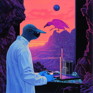 Crimson Burin Cathedrals style, Midjourney V6.1: editorial illustration for popular scientific magazine cover