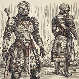 Collagegrimage style, Midjourney V6.1: concept art character design of retropunk steam knight