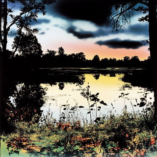 Cogwilds style, Midjourney V6.1: realistic landscape photograph of quiet dawn