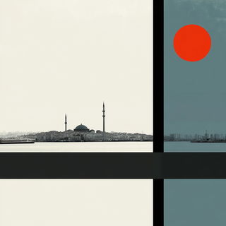 Rainmigrant style, Midjourney V6.1: bold minimalist logo design for Istanbul city municipal services