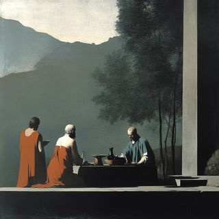 Rainmigrant style, Midjourney V6.1: classical 18th-century oil painting