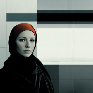 Rainmigrant style, Midjourney V6.1: photographic portrait of female protagonist