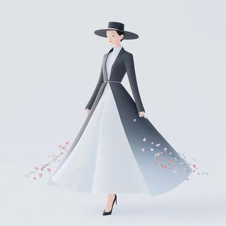 Hatchrift style, Midjourney V6.1: haute-couture fashion outfit