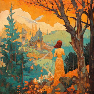 Parallax Folia style, Midjourney V6.1: retro fairy-tale illustration