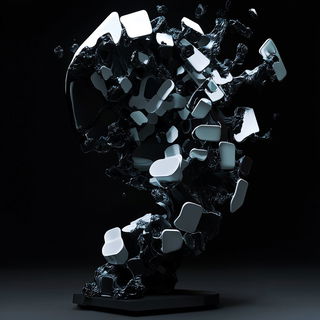 Basalt Skycut style, Midjourney V6.1: abstract 3D render