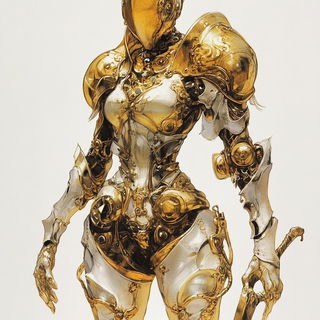 Chromaframe style, Midjourney V6.1: concept art character design of retropunk steam knight