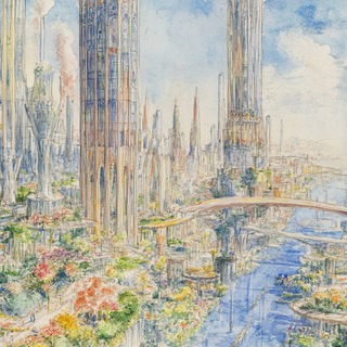 Baroque Fracture Studio style, Midjourney V6.1: megacity with futuristic bioarchitecture
