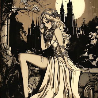 Whiteframe Sublimation style, Midjourney V6.1: retro fairy-tale illustration
