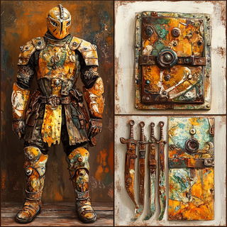 Portalchrome style, Midjourney V6.1: concept art character design of retropunk steam knight
