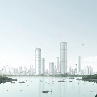 Gridwork Zellige style, Midjourney V6.1: megacity with futuristic bioarchitecture