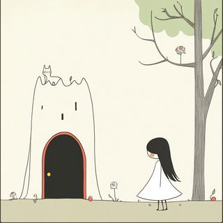 Gridwork Zellige style, Midjourney V6.1: retro fairy-tale illustration