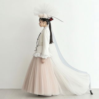 Gridwork Zellige style, Midjourney V6.1: haute-couture fashion outfit
