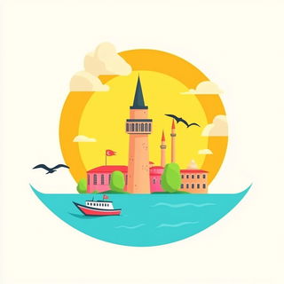 Nacreous Underworld style, Midjourney V6.1: bold minimalist logo design for Istanbul city municipal services