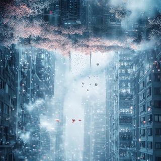 Bronzepuppetism style, Midjourney V6.1: megacity with futuristic bioarchitecture