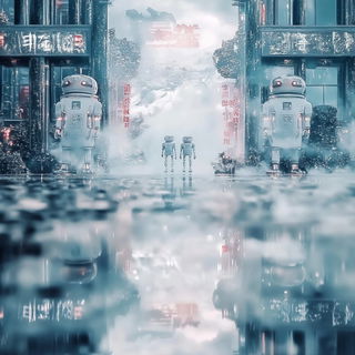 Bronzepuppetism style, Midjourney V6.1: cinematic shot from sci-fi movie