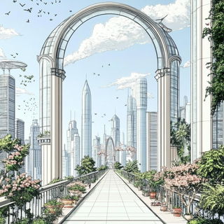 Inkastral style, Midjourney V6.1: megacity with futuristic bioarchitecture
