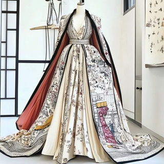 Inkastral style, Midjourney V6.1: haute-couture fashion outfit