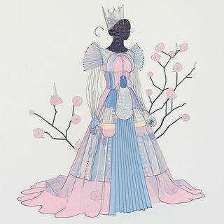 Tarnflower style, Midjourney V6.1: haute-couture fashion outfit