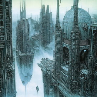 Tendrilicon style, Midjourney V6.1: megacity with futuristic bioarchitecture