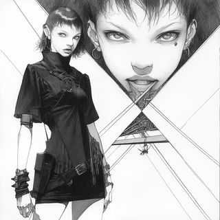 Tendrilicon style, Midjourney V6.1: black-and-white manga comic strip