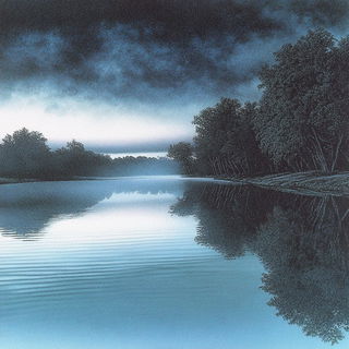 Tendrilicon style, Midjourney V6.1: realistic landscape photograph of quiet dawn