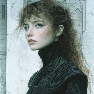 Tendrilicon style, Midjourney V6.1: photographic portrait of female protagonist