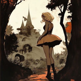 Stippletide style, Midjourney V6.1: retro fairy-tale illustration