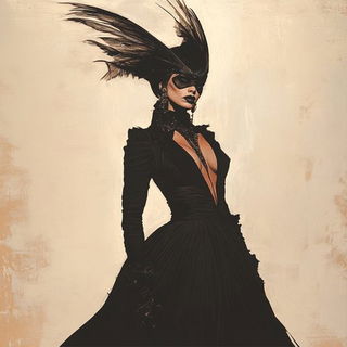 Stippletide style, Midjourney V6.1: haute-couture fashion outfit