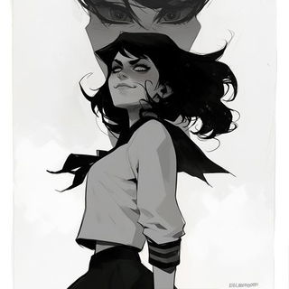 Stippletide style, Midjourney V6.1: black-and-white manga comic strip