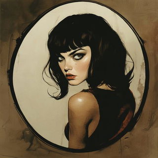 Stippletide style, Midjourney V6.1: photographic portrait of female protagonist