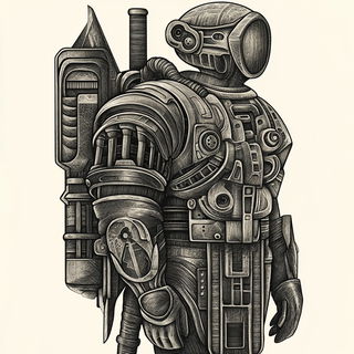 Cranefold style, Midjourney V6.1: concept art character design of retropunk steam knight