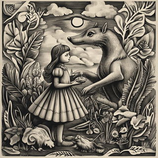 Cranefold style, Midjourney V6.1: retro fairy-tale illustration