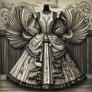 Cranefold style, Midjourney V6.1: haute-couture fashion outfit