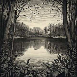 Cranefold style, Midjourney V6.1: realistic landscape photograph of quiet dawn